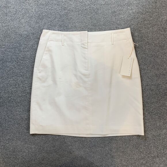 Ann Taylor Skirt Womens 8 White Stretch Linen Blend Pockets Inner Lined Mini - Picture 2 of 11